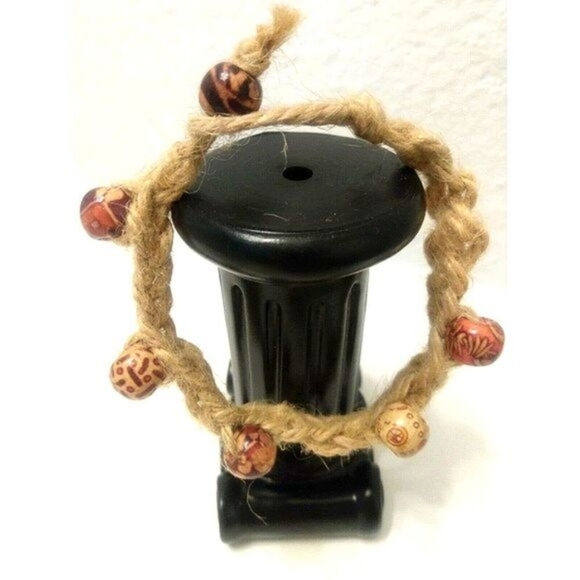 JUTE & WOOD PAINTED BEADS BRACELET - Picture 1 of 4